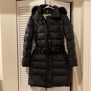 Burberry London Black Fur Puffer Coat S 0 2